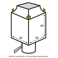 S-23458S	: Bulk Bags Skid Lot - Duffle Top, Spout Bottom, Poly Lined, 35 x 35 x 55", HOLDS UP TO 3,000 LBS.